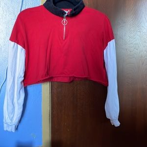 Forever 21 o-ring cropped zip up (small)